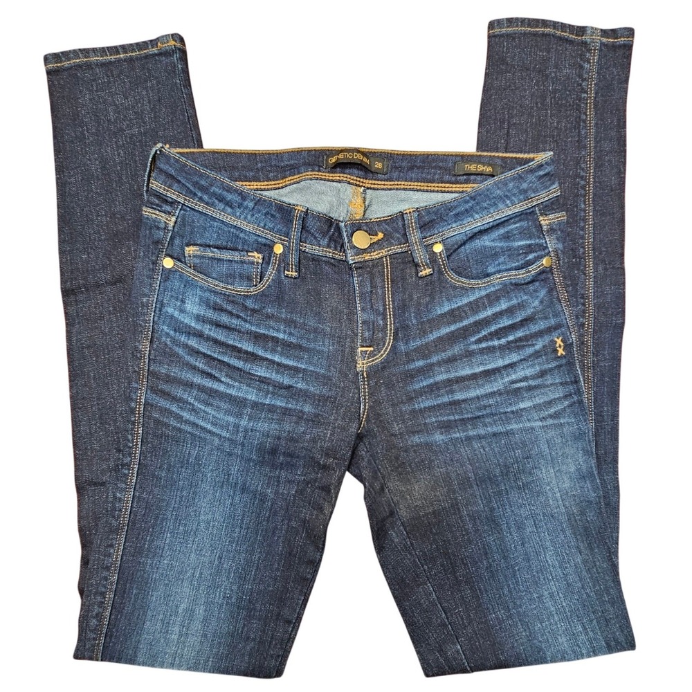 Genetic Denim The Shya Skinny Jeans Dark Wash Blue Womens Size 26 Stretch Indigo